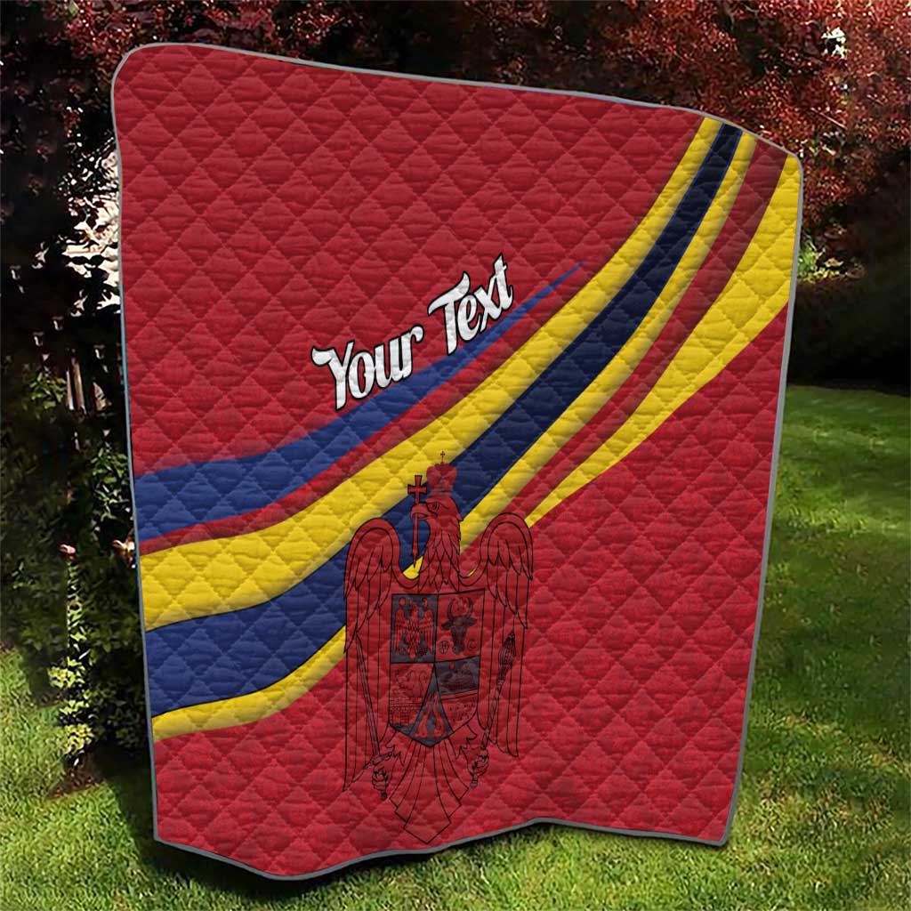 Personalized National Flag Of Romania Day Quilt Coat of arms