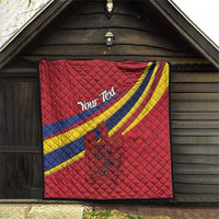 Personalized National Flag Of Romania Day Quilt Coat of arms