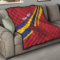 Personalized National Flag Of Romania Day Quilt Coat of arms