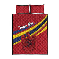 Personalized National Flag Of Romania Day Quilt Bed Set Coat of arms