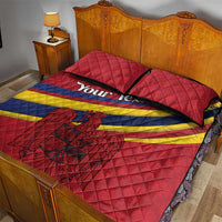 Personalized National Flag Of Romania Day Quilt Bed Set Coat of arms