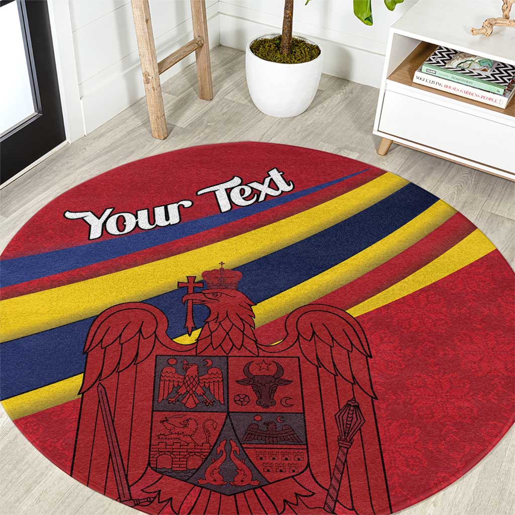 Personalized National Flag Of Romania Day Round Carpet Coat of arms