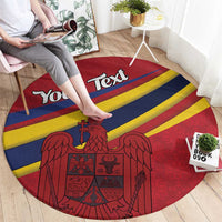 Personalized National Flag Of Romania Day Round Carpet Coat of arms