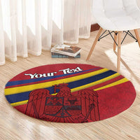 Personalized National Flag Of Romania Day Round Carpet Coat of arms