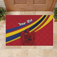 Personalized National Flag Of Romania Day Rubber Doormat Coat of arms