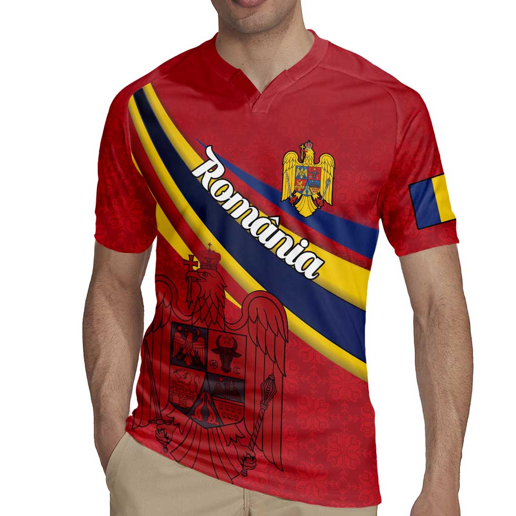 Personalized National Flag Of Romania Day Rugby Jersey Coat of arms