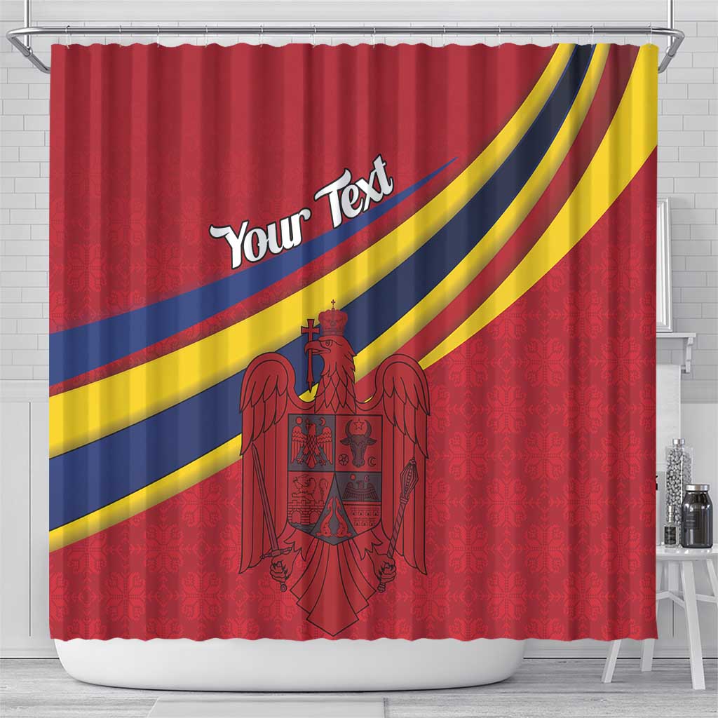 Personalized National Flag Of Romania Day Shower Curtain Coat of arms