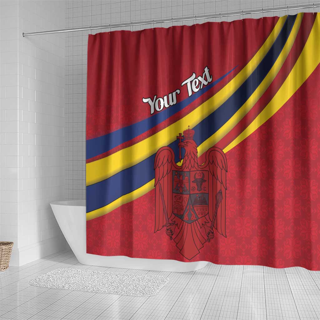 Personalized National Flag Of Romania Day Shower Curtain Coat of arms