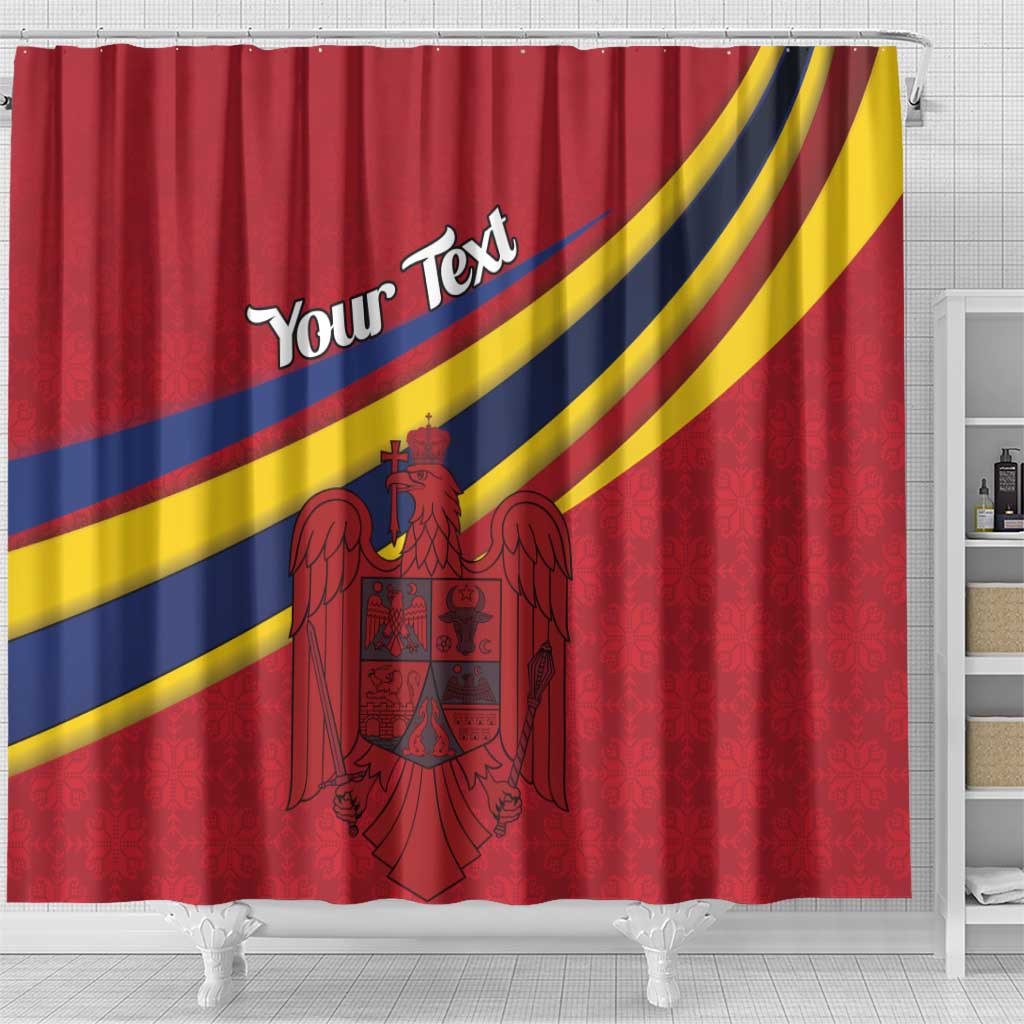 Personalized National Flag Of Romania Day Shower Curtain Coat of arms