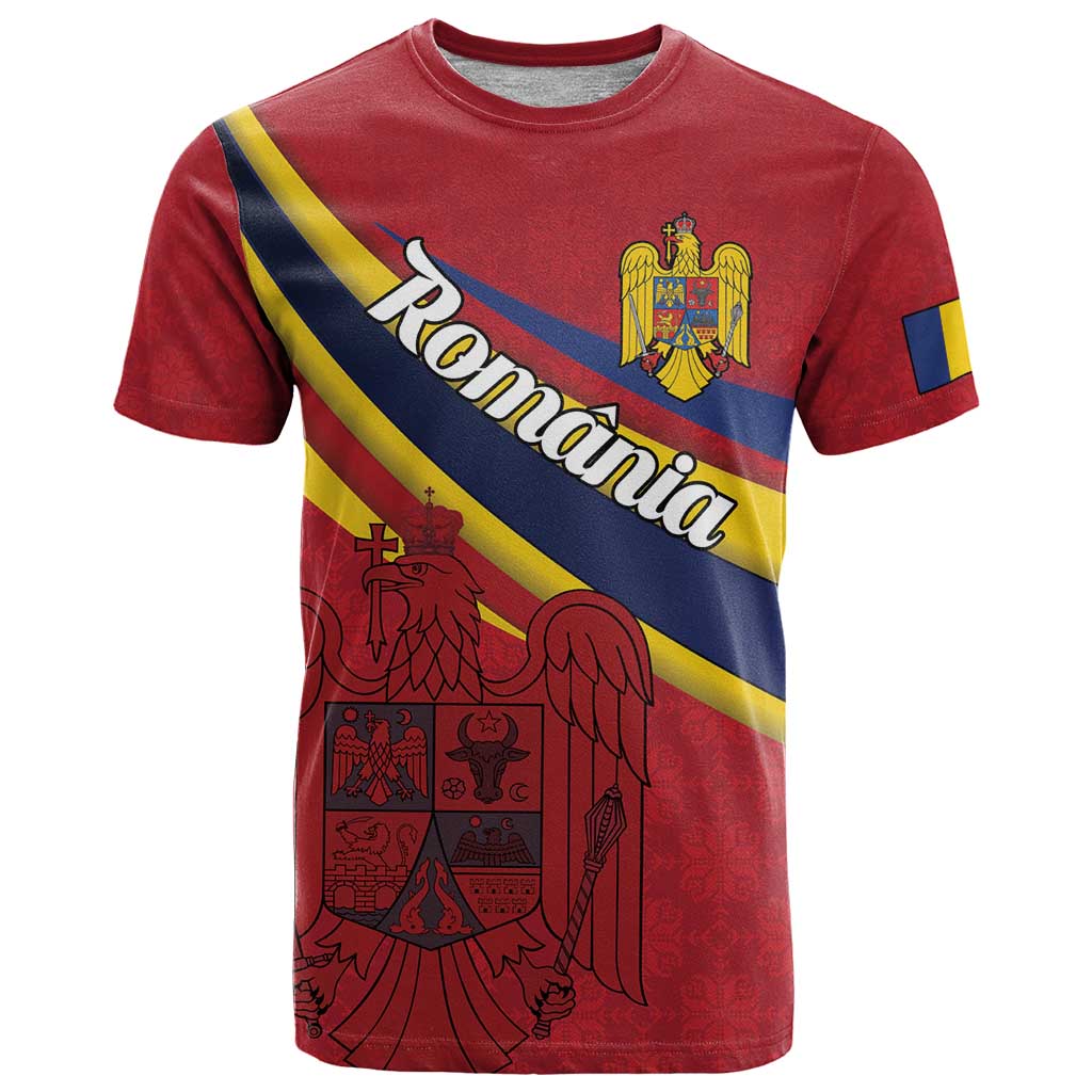 Personalized National Flag Of Romania Day T Shirt Coat of arms