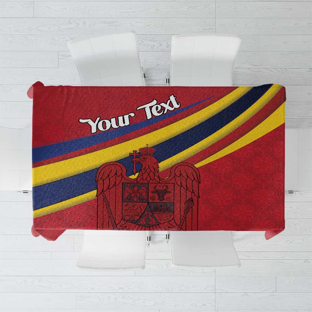 Personalized National Flag Of Romania Day Tablecloth Coat of arms