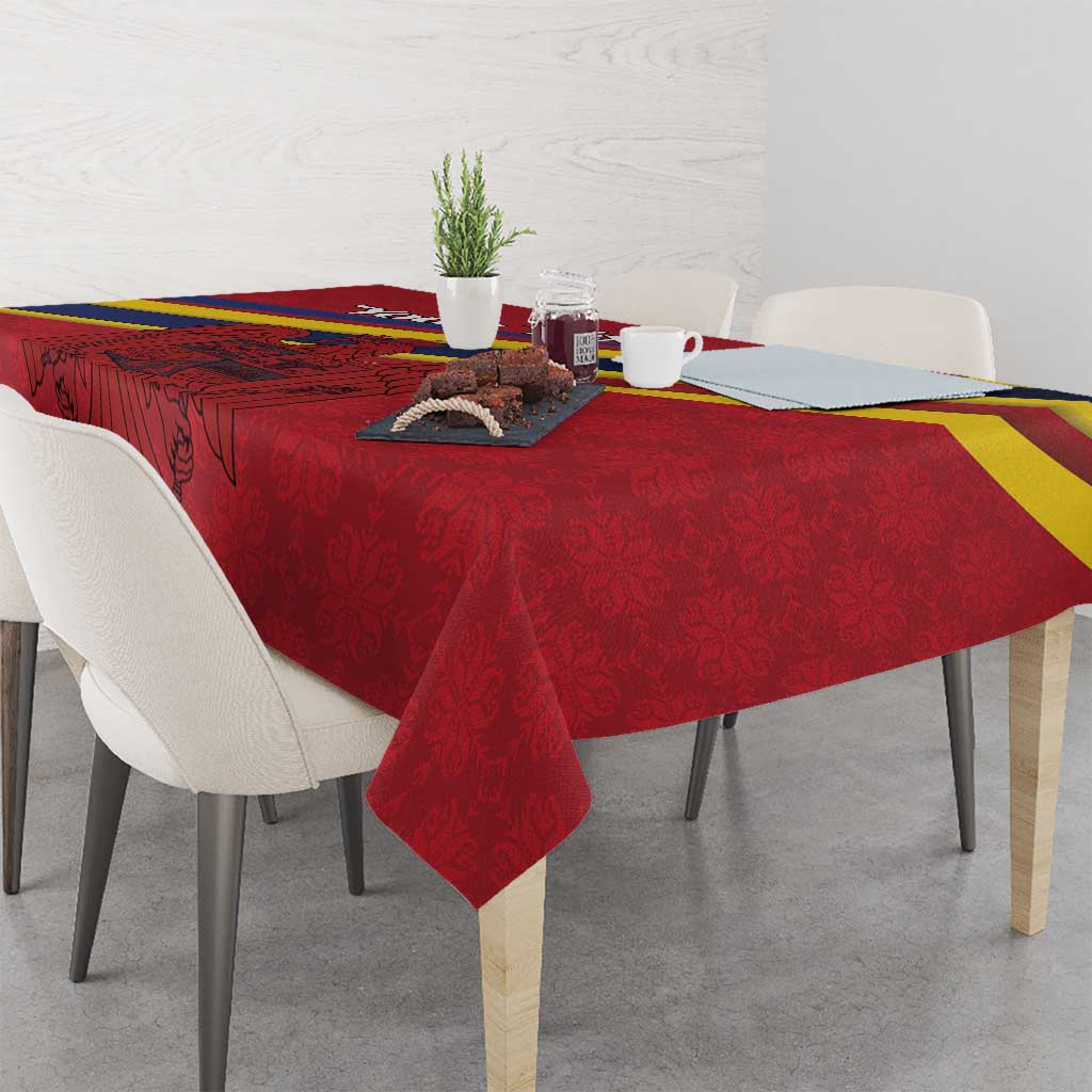 Personalized National Flag Of Romania Day Tablecloth Coat of arms