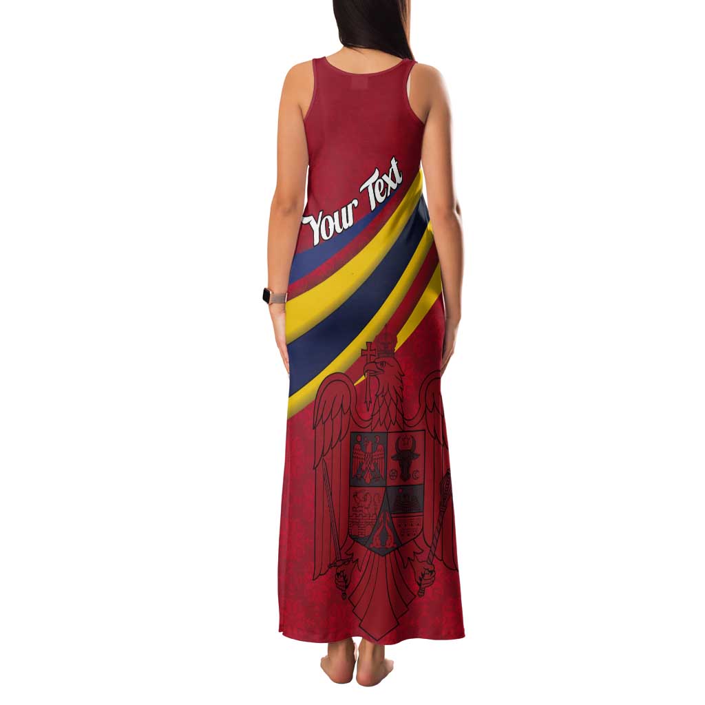 Personalized National Flag Of Romania Day Tank Maxi Dress Coat of arms