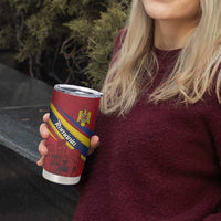 Personalized National Flag Of Romania Day Tumbler Cup Coat of arms