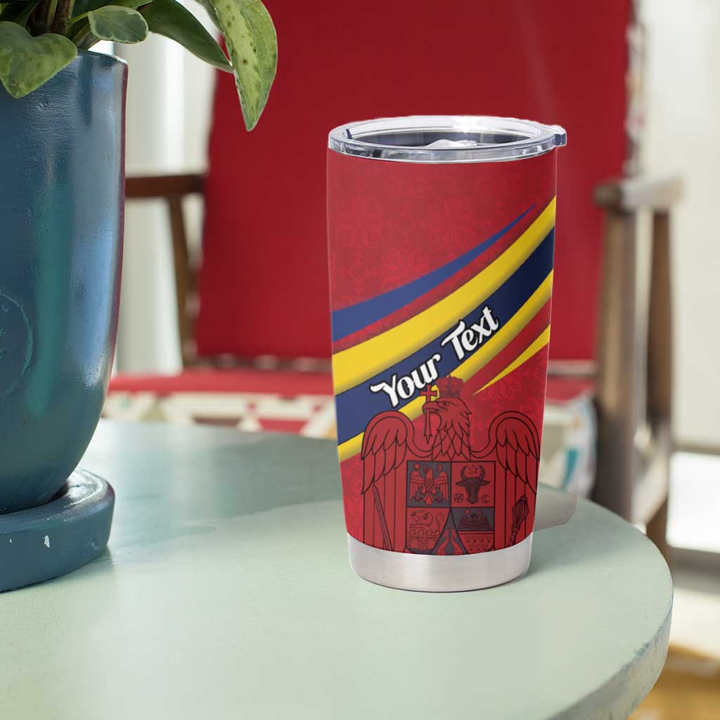 Personalized National Flag Of Romania Day Tumbler Cup Coat of arms
