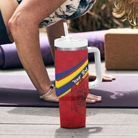 Personalized National Flag Of Romania Day Tumbler With Handle Coat of arms