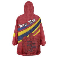Personalized National Flag Of Romania Day Wearable Blanket Hoodie Coat of arms