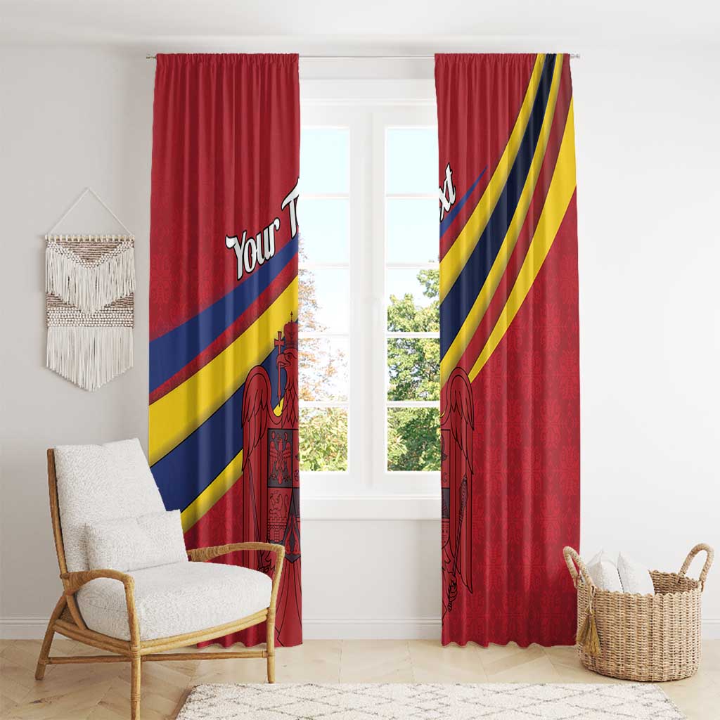 Personalized National Flag Of Romania Day Window Curtain Coat of arms