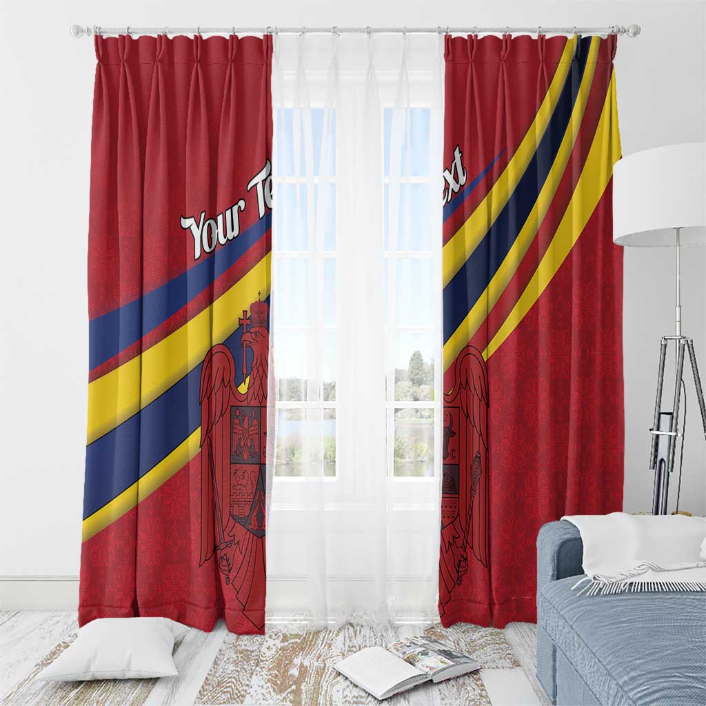 Personalized National Flag Of Romania Day Window Curtain Coat of arms