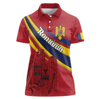 Personalized National Flag Of Romania Day Women Polo Shirt Coat of arms