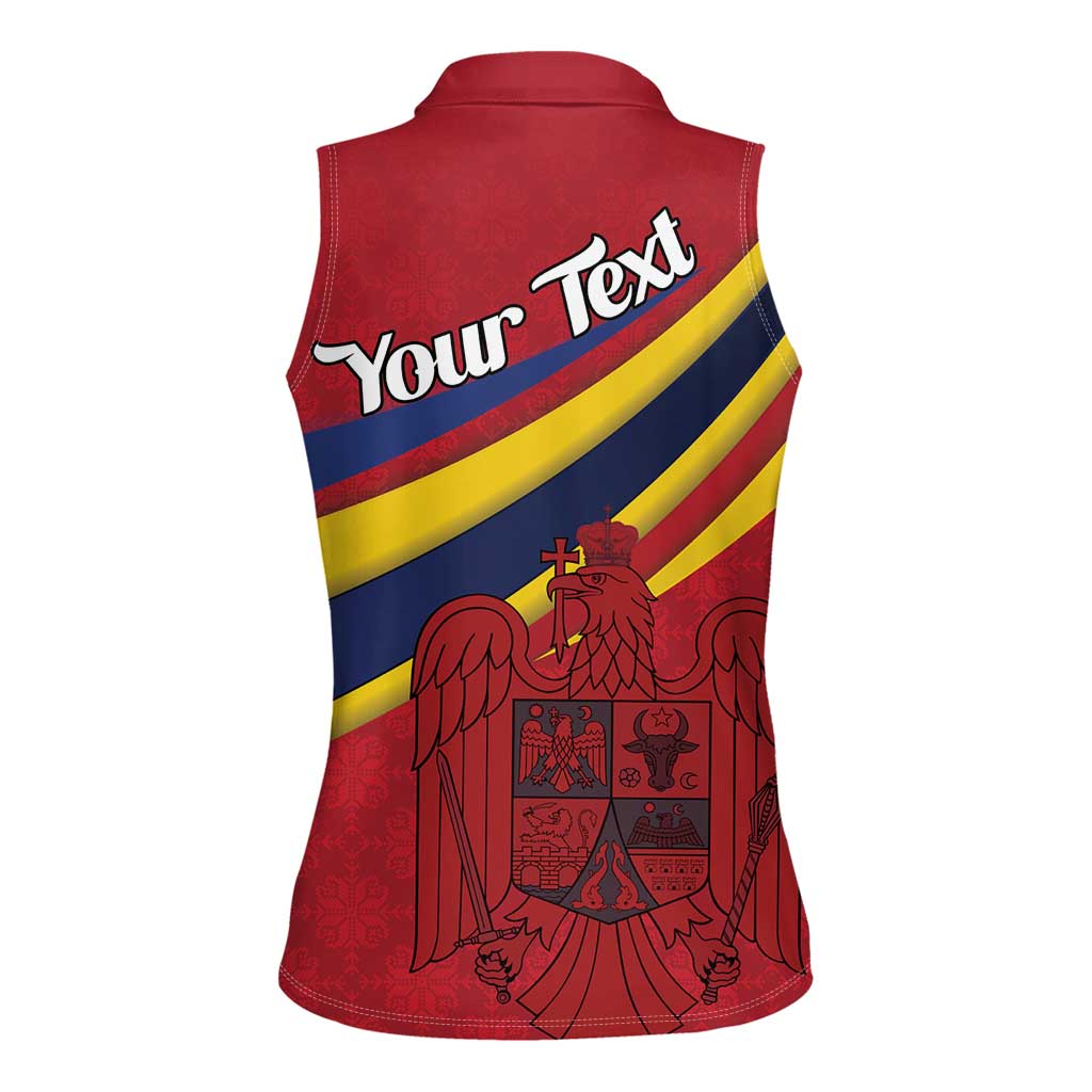 Personalized National Flag Of Romania Day Women Sleeveless Polo Shirt Coat of arms