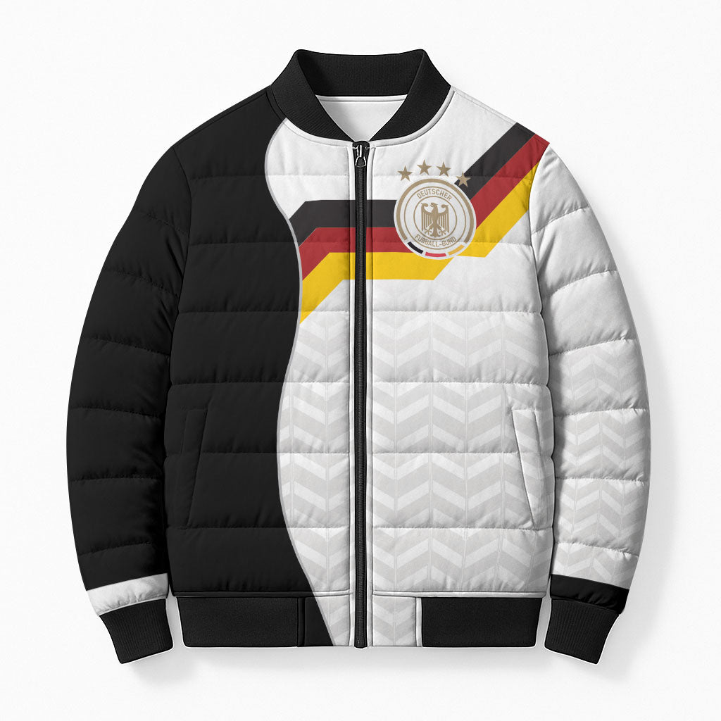 Custom Germany Football Bomber Puffer Jacket Black Eagle Glory 2026 Fan Edition