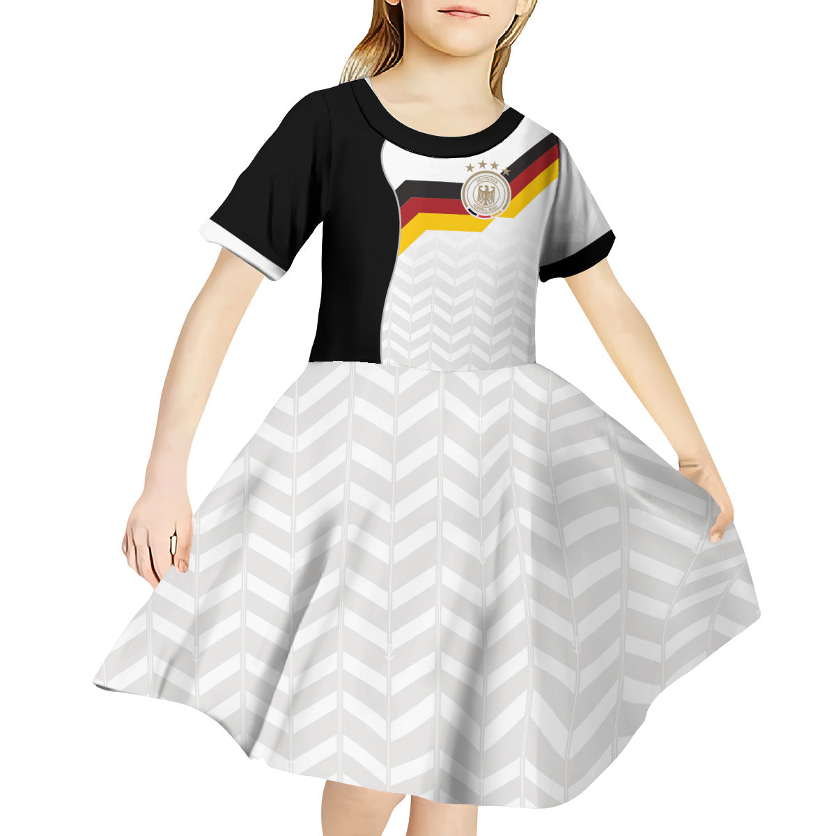 Custom Germany Football Kid Short Sleeve Dress Black Eagle Glory 2026 Fan Edition