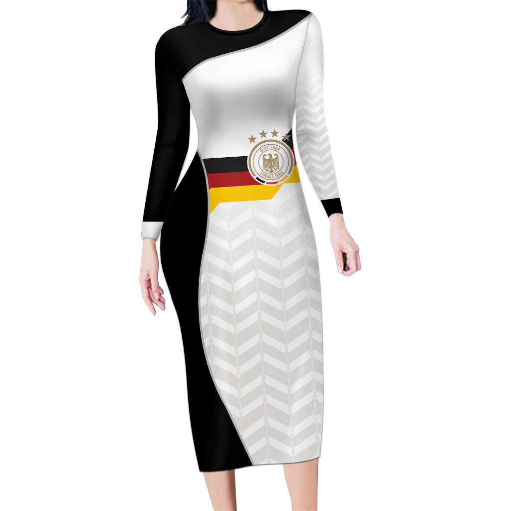 Custom Germany Football Long Sleeve Bodycon Dress Black Eagle Glory 2026 Fan Edition