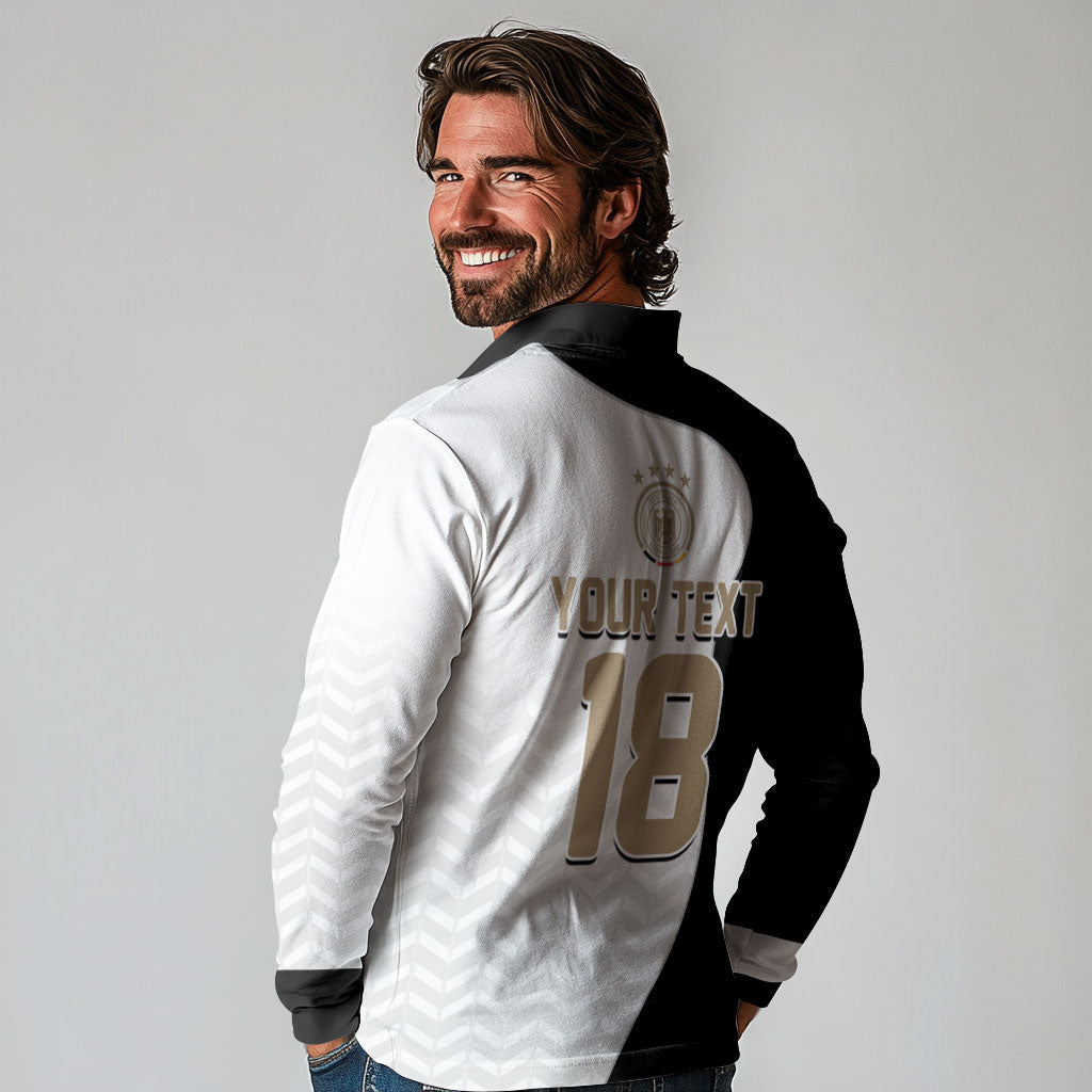 Custom Germany Football Long Sleeve Polo Shirt Black Eagle Glory 2026 Fan Edition