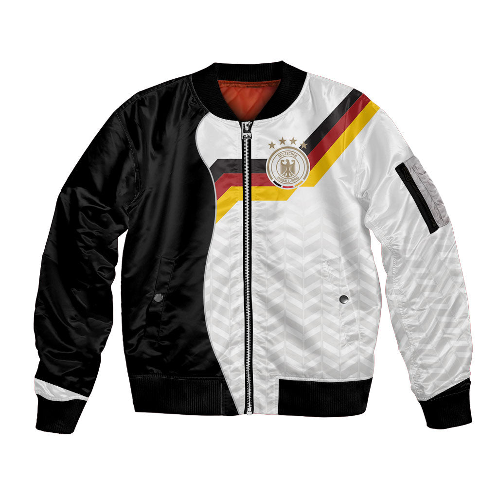 Custom Germany Football Sleeve Zip Bomber Jacket Black Eagle Glory 2026 Fan Edition