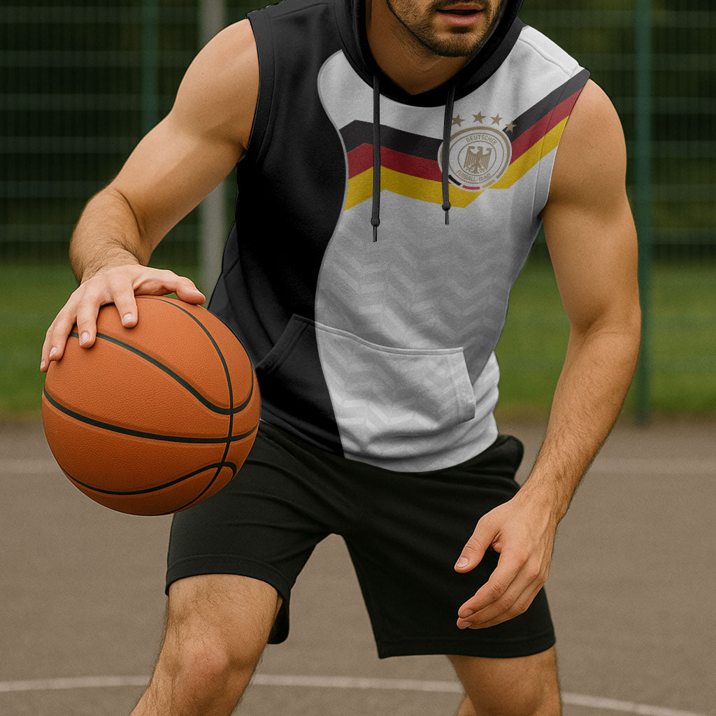 Custom Germany Football Sleeveless Hoodie Black Eagle Glory 2026 Fan Edition