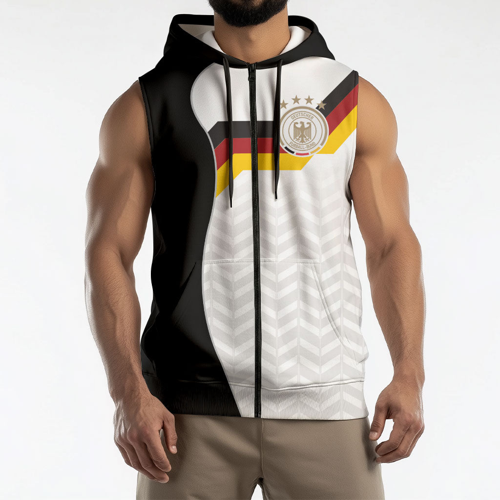 Custom Germany Football Sleeveless Zip Hoodie Black Eagle Glory 2026 Fan Edition