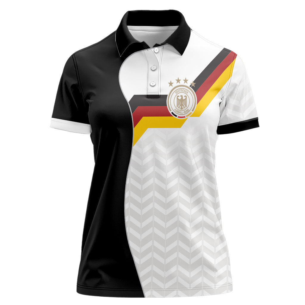 Custom Germany Football Women Polo Shirt Black Eagle Glory 2026 Fan Edition