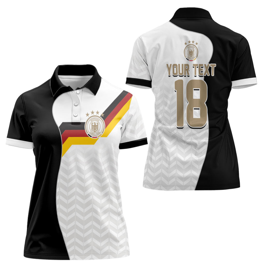 Custom Germany Football Women Polo Shirt Black Eagle Glory 2026 Fan Edition