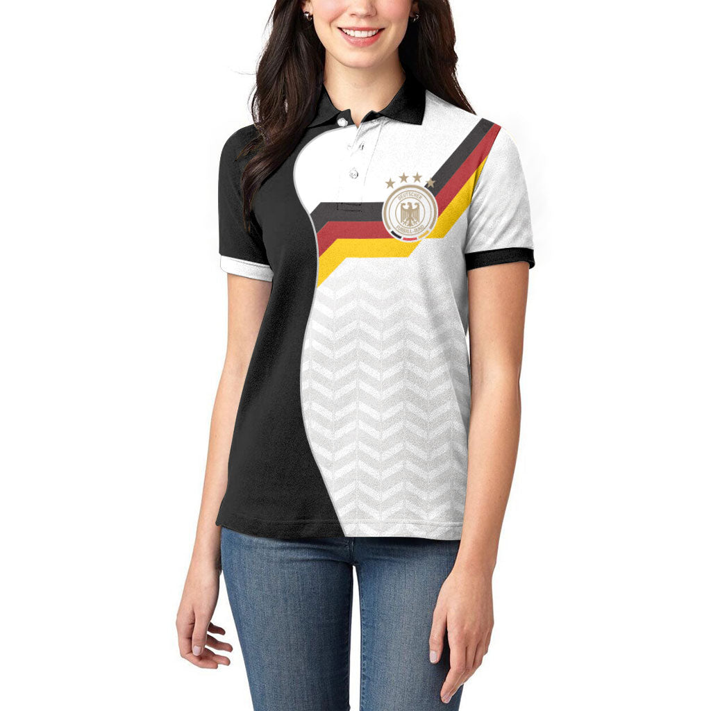Custom Germany Football Women Polo Shirt Black Eagle Glory 2026 Fan Edition