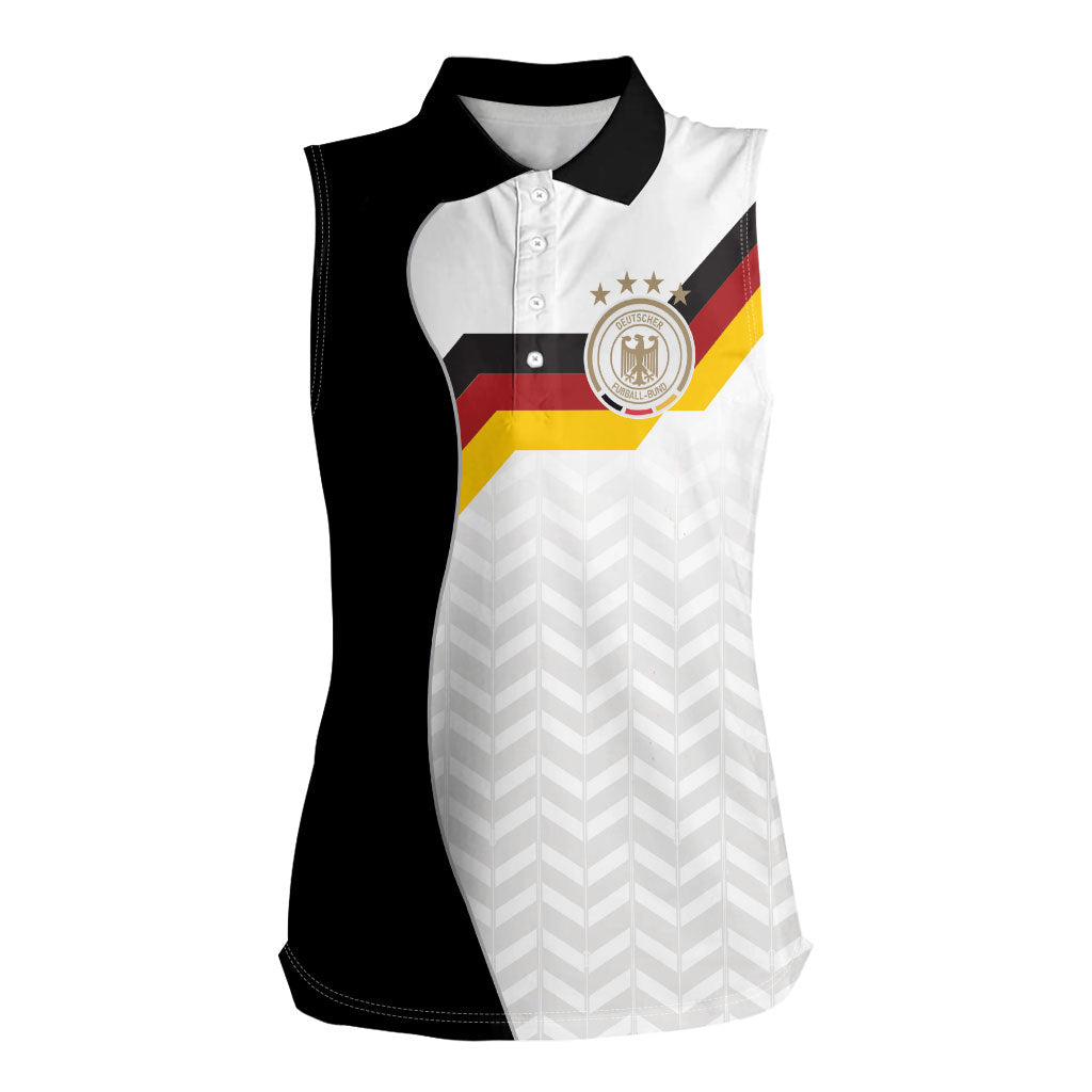 Custom Germany Football Women Sleeveless Polo Shirt Black Eagle Glory 2026 Fan Edition