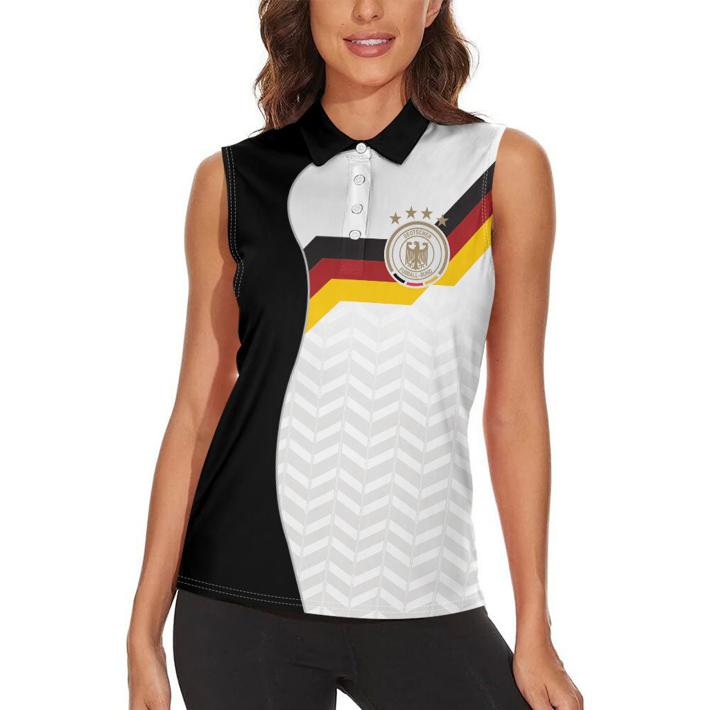 Custom Germany Football Women Sleeveless Polo Shirt Black Eagle Glory 2026 Fan Edition