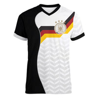 Custom Germany Football Women V-Neck T-Shirt Black Eagle Glory 2026 Fan Edition