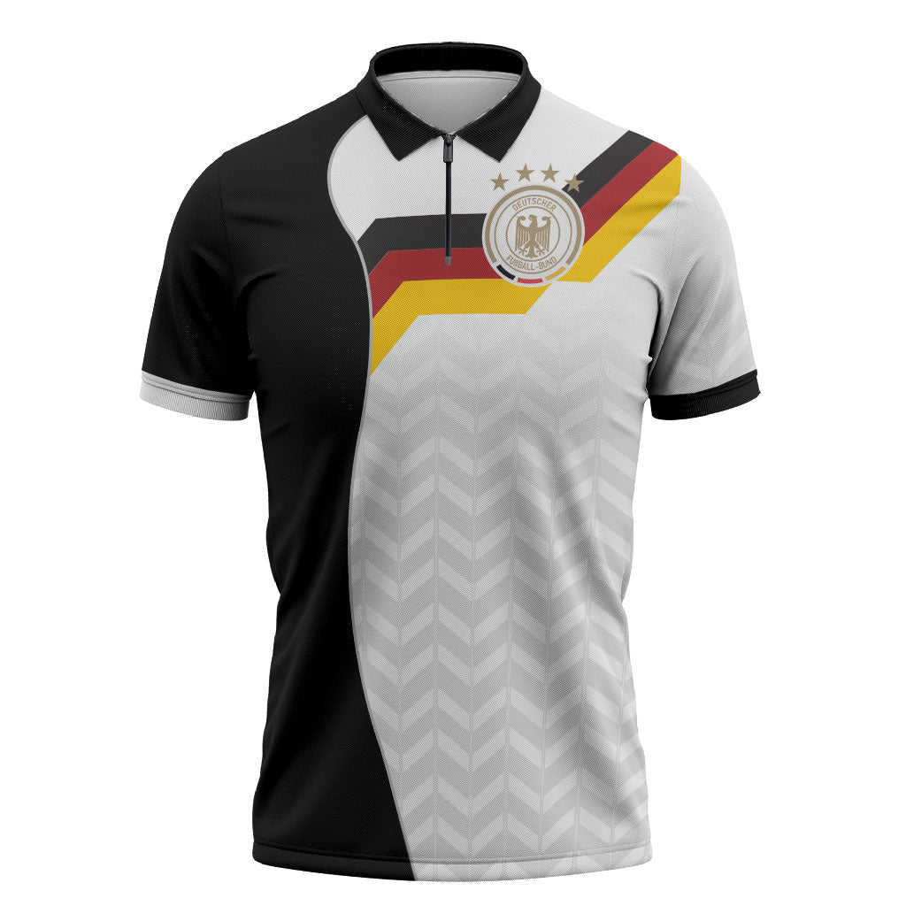 Custom Germany Football Zipper Polo Shirt Black Eagle Glory 2026 Fan Edition