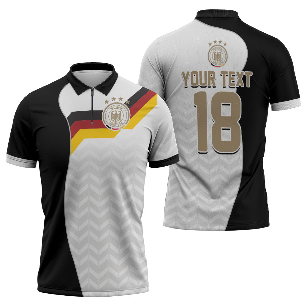 Custom Germany Football Zipper Polo Shirt Black Eagle Glory 2026 Fan Edition