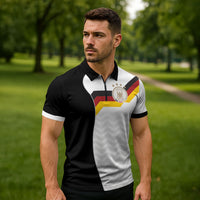 Custom Germany Football Zipper Polo Shirt Black Eagle Glory 2026 Fan Edition