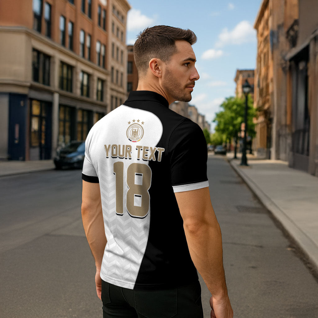 Custom Germany Football Zipper Polo Shirt Black Eagle Glory 2026 Fan Edition