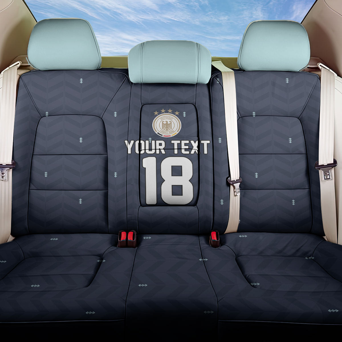 Custom Germany Football 2026 Back Car Seat Cover Midnight Eagle Heritage
