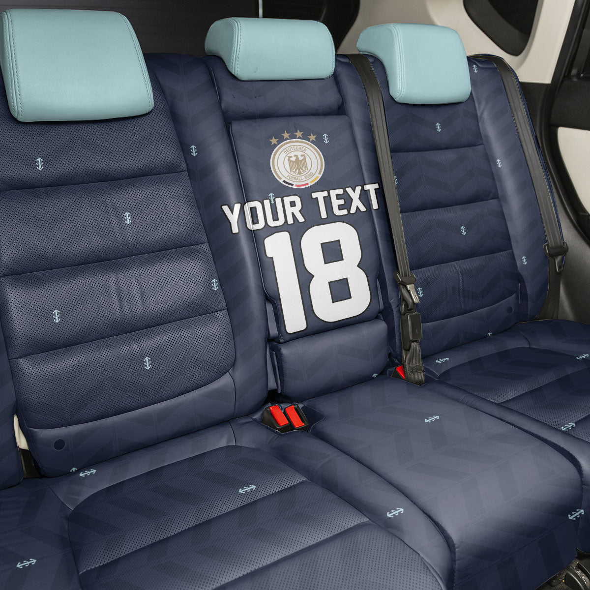 Custom Germany Football 2026 Back Car Seat Cover Midnight Eagle Heritage