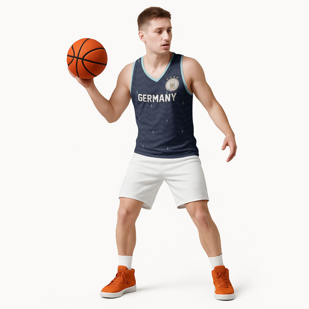 Custom Germany Football 2026 Basketball Jersey Midnight Eagle Heritage