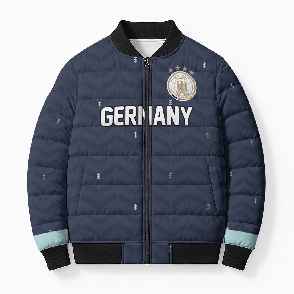 Custom Germany Football 2026 Bomber Puffer Jacket Midnight Eagle Heritage