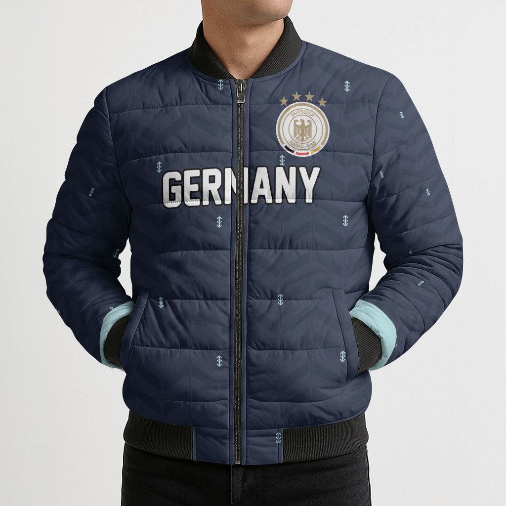 Custom Germany Football 2026 Bomber Puffer Jacket Midnight Eagle Heritage