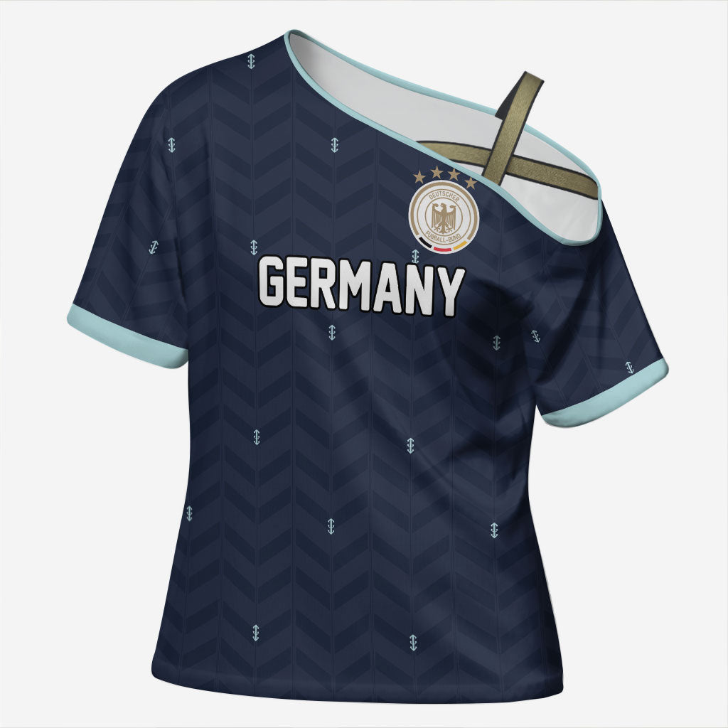 Custom Germany Football 2026 Cross Shoulder Shirt Midnight Eagle Heritage