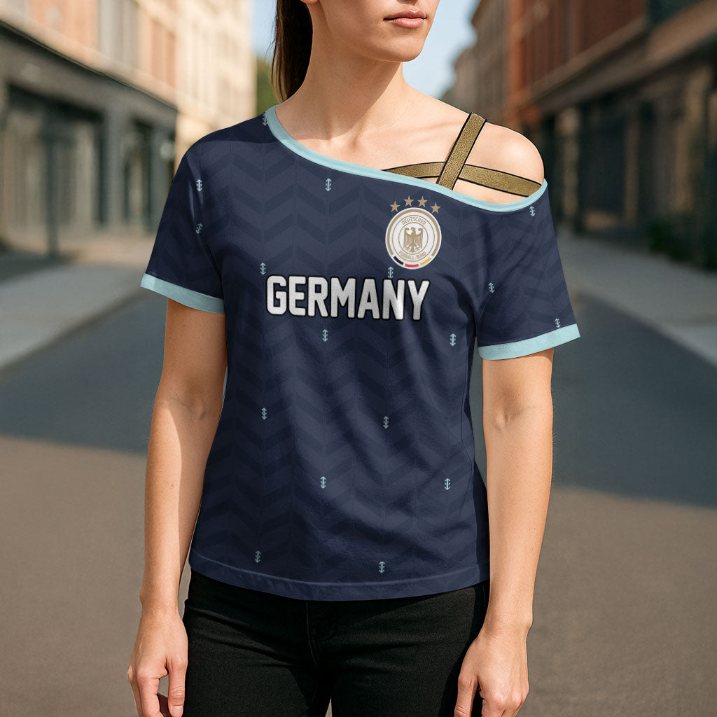 Custom Germany Football 2026 Cross Shoulder Shirt Midnight Eagle Heritage