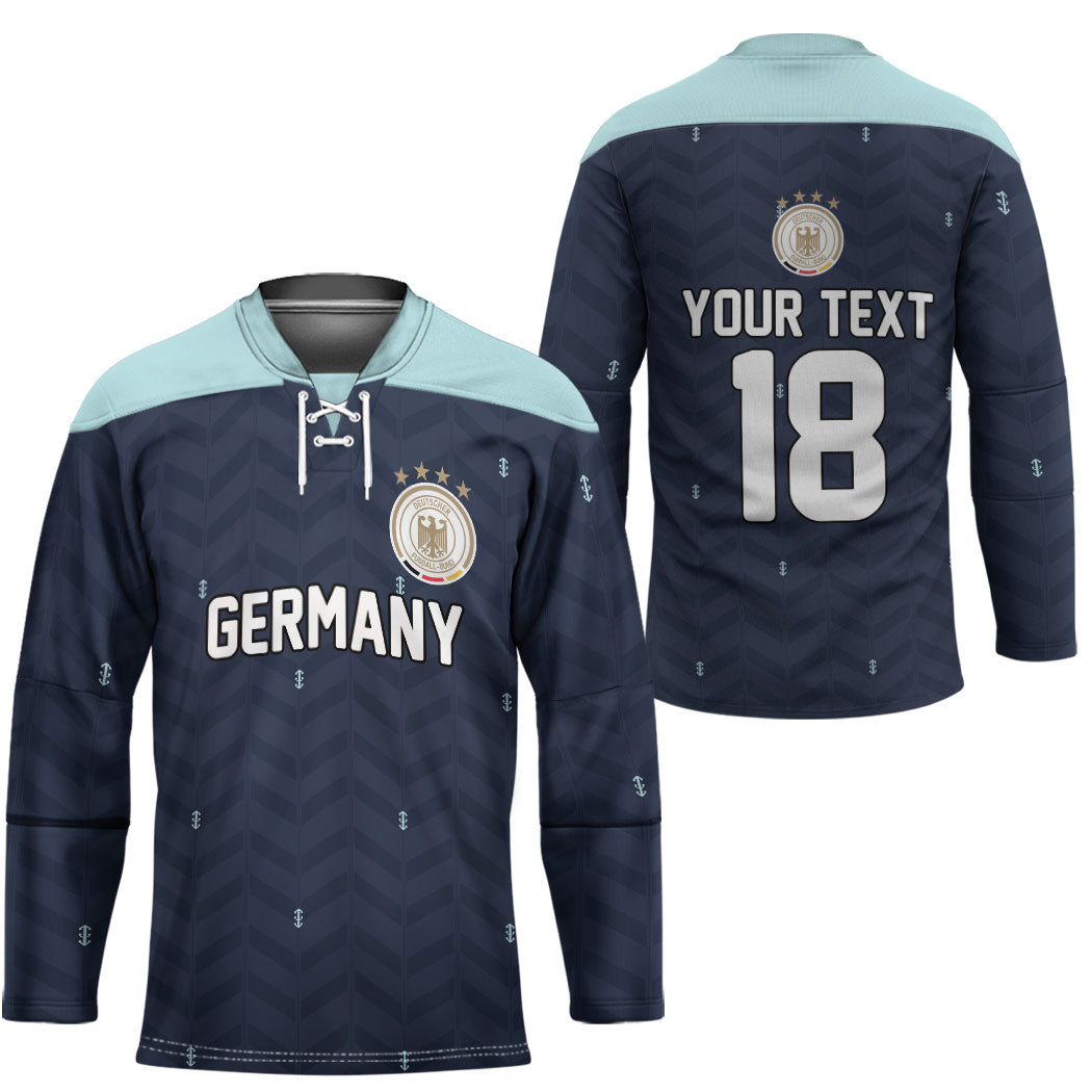 Custom Germany Football 2026 Hockey Jersey Midnight Eagle Heritage
